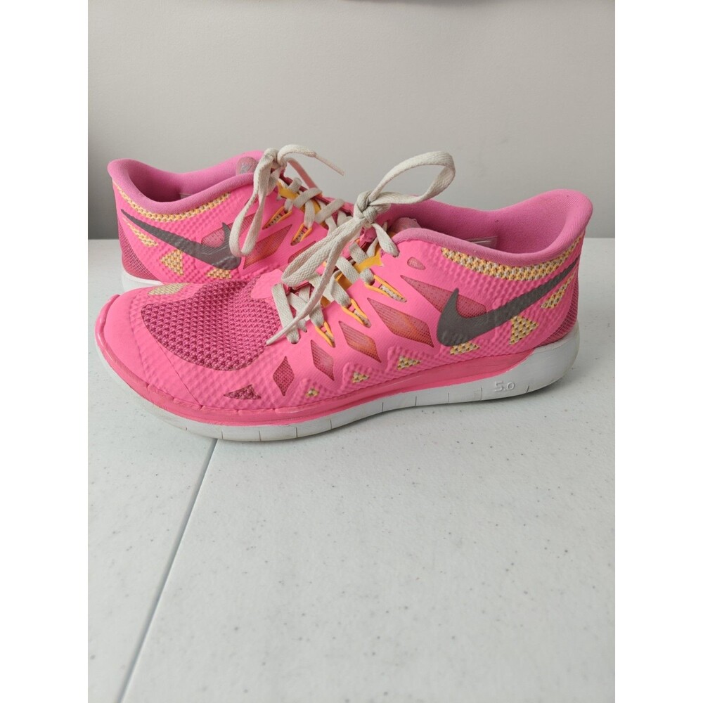 Nike Running Casual Shoes Size 6 Youth Free Run 5.0 Lace Up Pink 644446-600